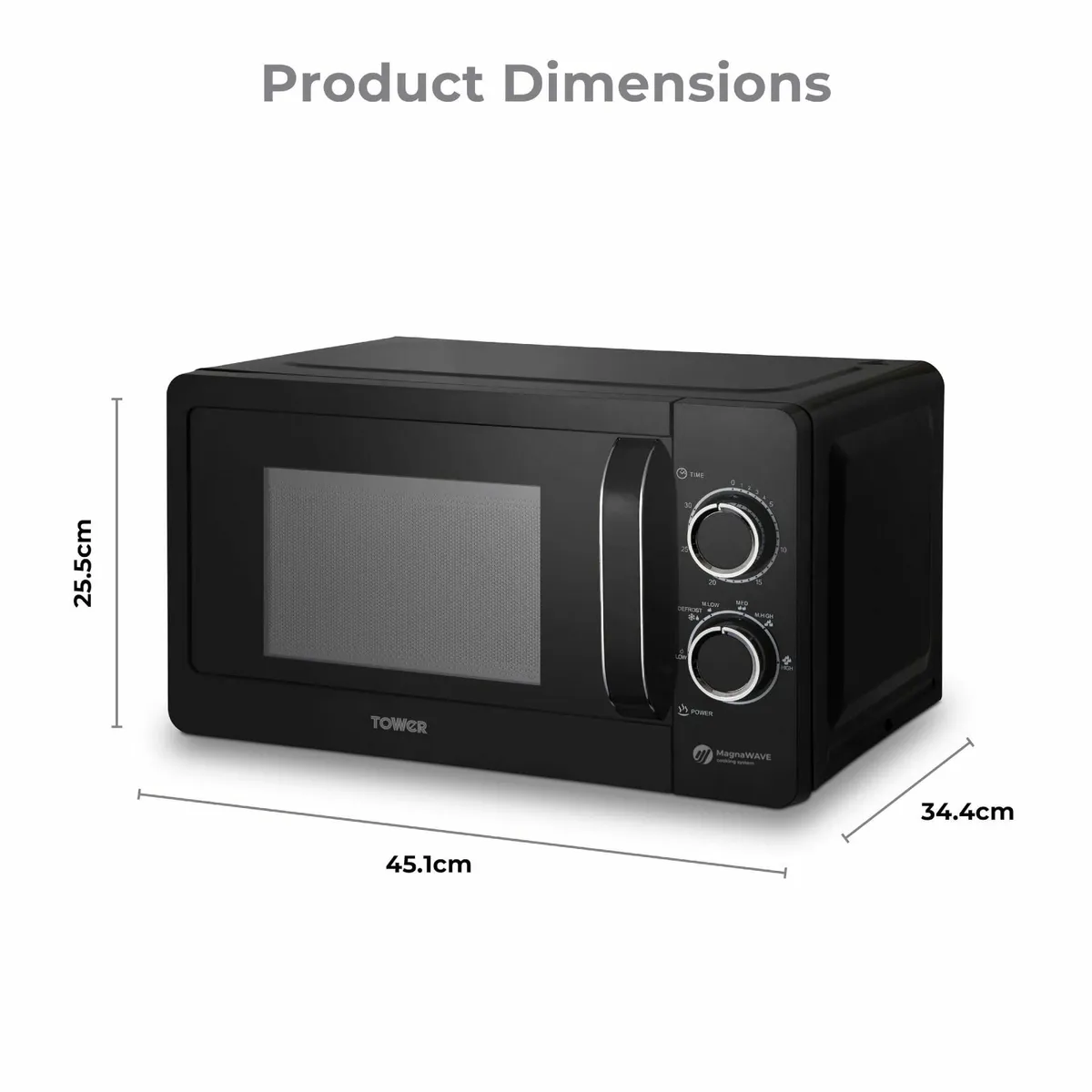 T24042BLK Manual Microwave with Sleek Mirror Door - Image 2