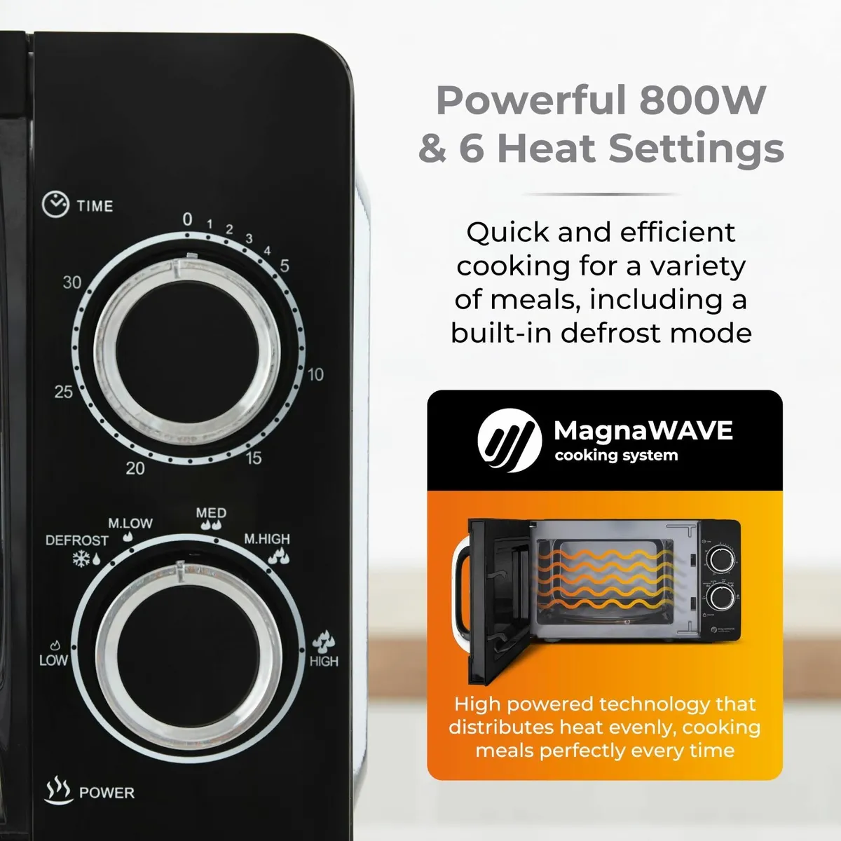 T24042BLK Manual Microwave with Sleek Mirror Door - Image 4