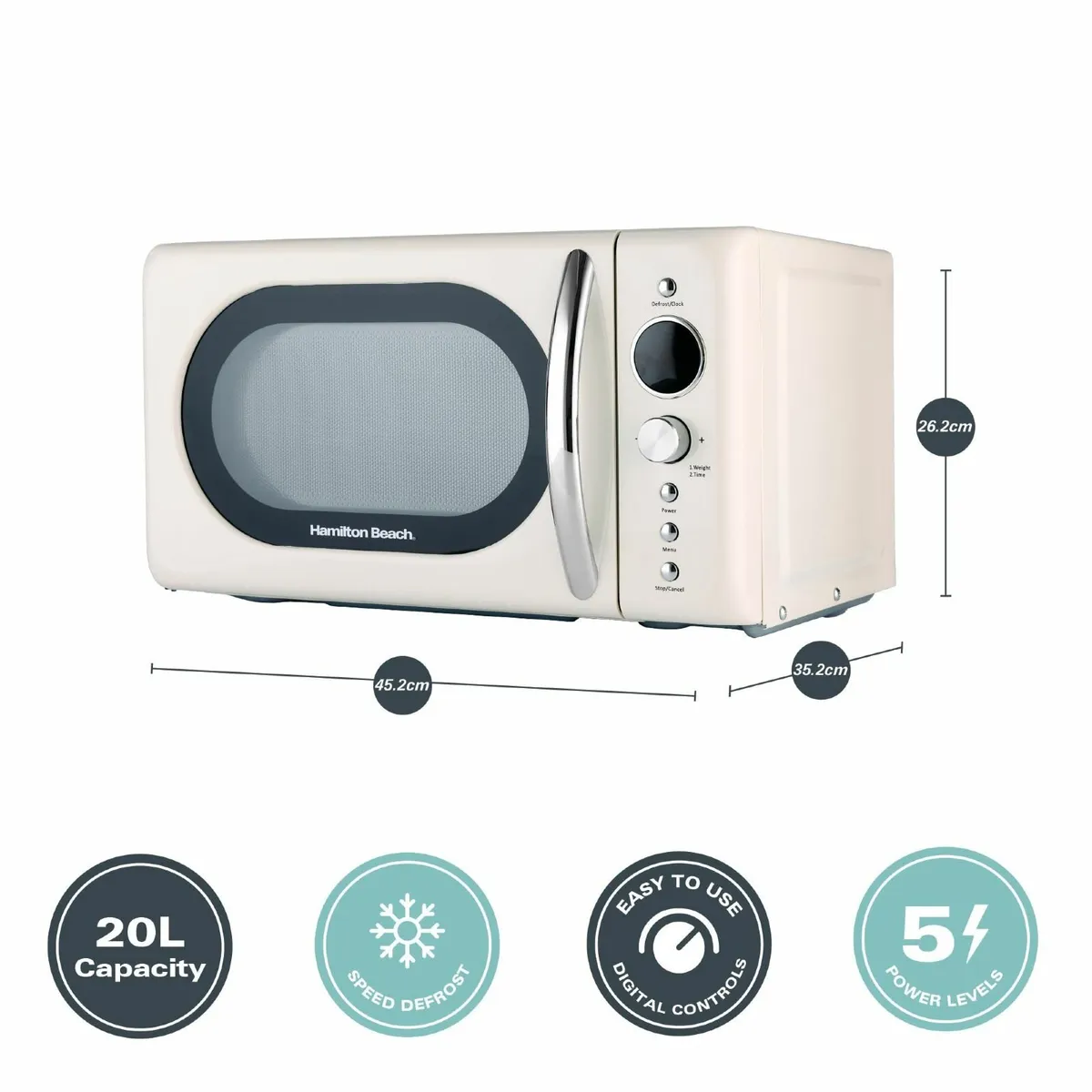 20L Retro Microwave Compact 8 Presets 60 Min - Image 3