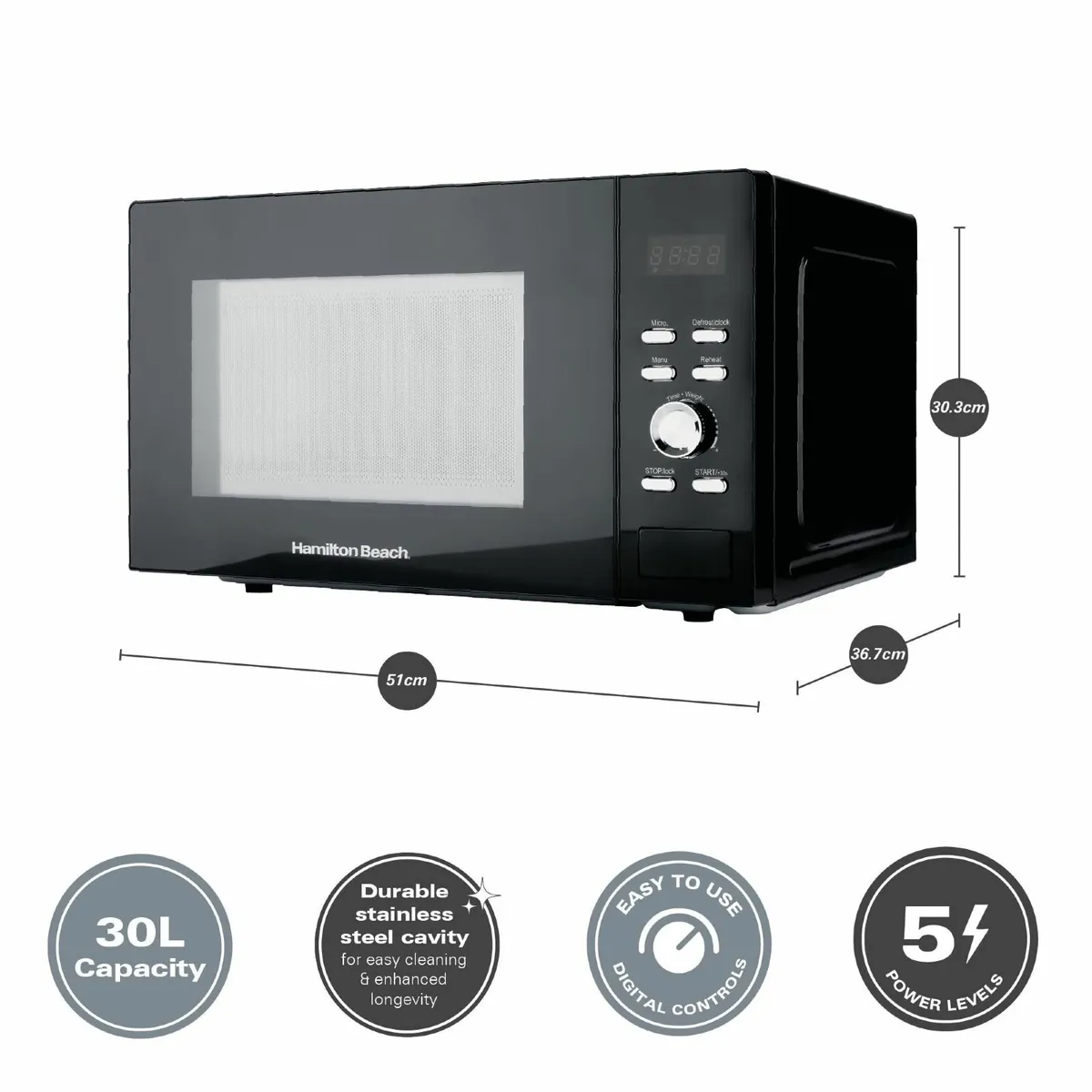 30L Family Microwave Digital Controls 8 Pre-Set - Image 3