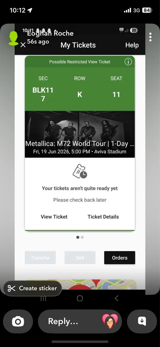 Swap - Metallica Friday 19th for Sunday 21st