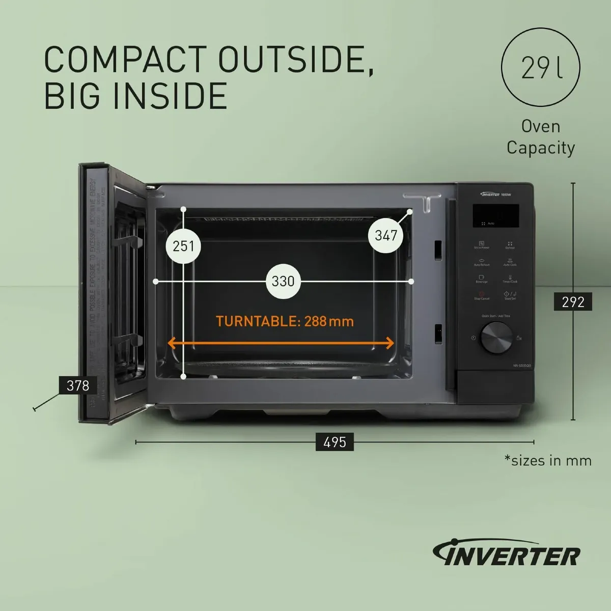 NN-SD35QBBPQ 29L Solo Microwave Oven 1000W Auto - Image 3