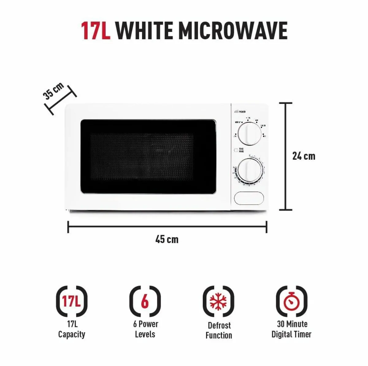 17l Microwave Oven - 700W 6 Power Levels 30 min - Image 3