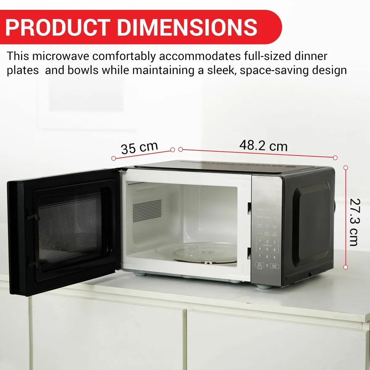 23L Digital Microwave Oven 900W - Premium Black - Image 3