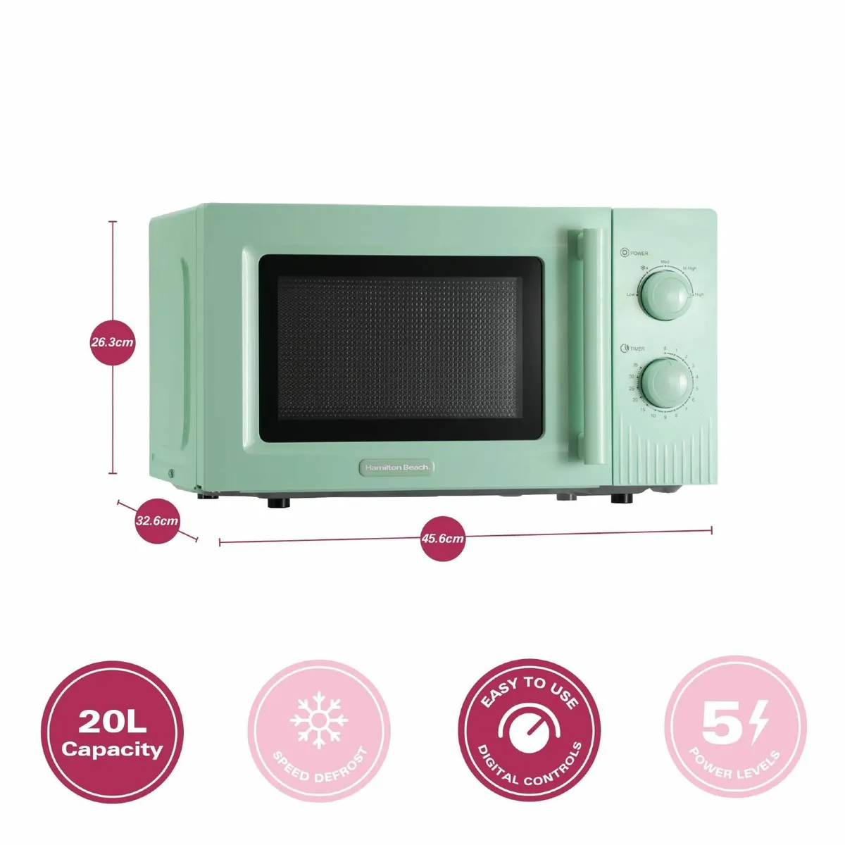 Microwave 20L Miami 800W Manual Dial Controls - Image 3