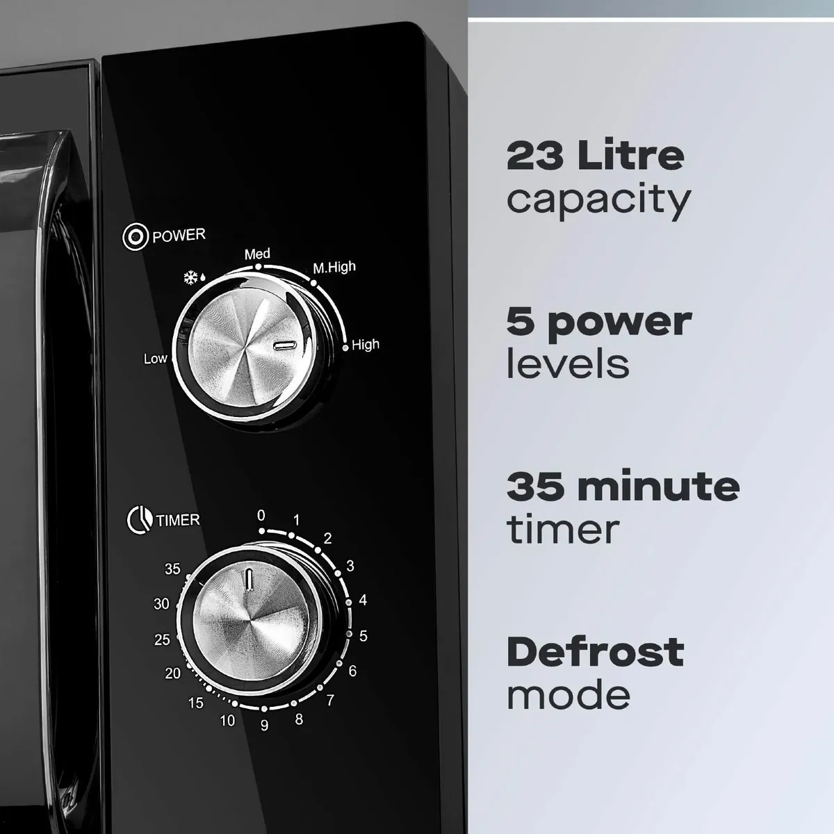 800W 23L Microwave Manual 35 Minute Timer 5 Power - Image 3