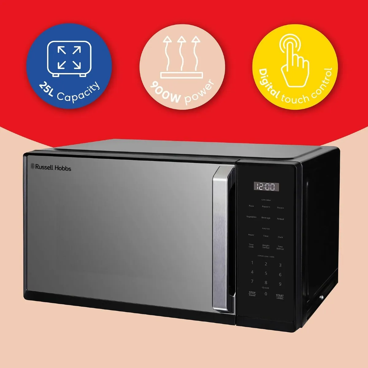 Digital Microwave in Black 900W Power 10 Levels 6 - Image 3