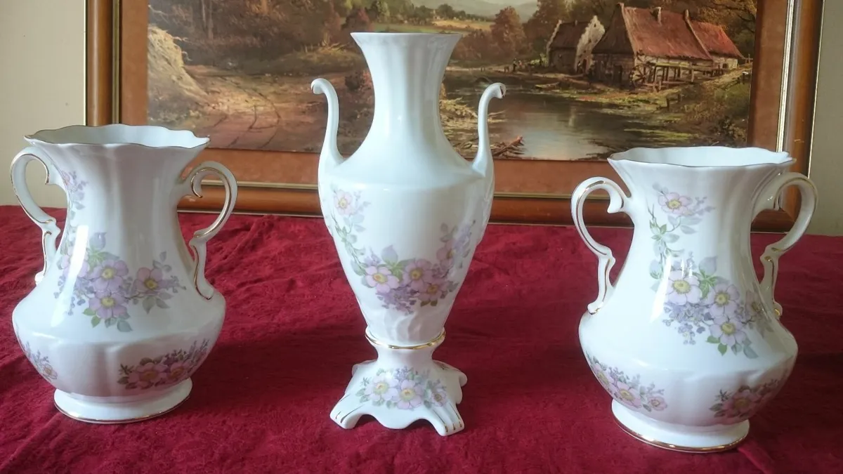 3 Pc. Royal Tara Irish Blossoms Bone China Vases - Image 3