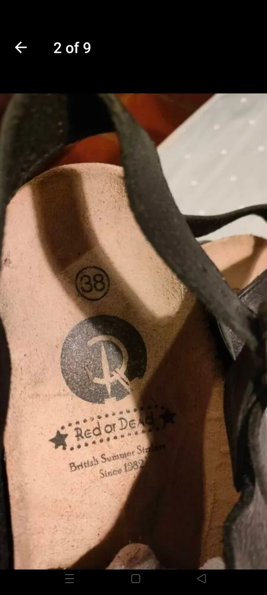 Ladies RED OR DEAD leather black shoes sling back. - Image 2