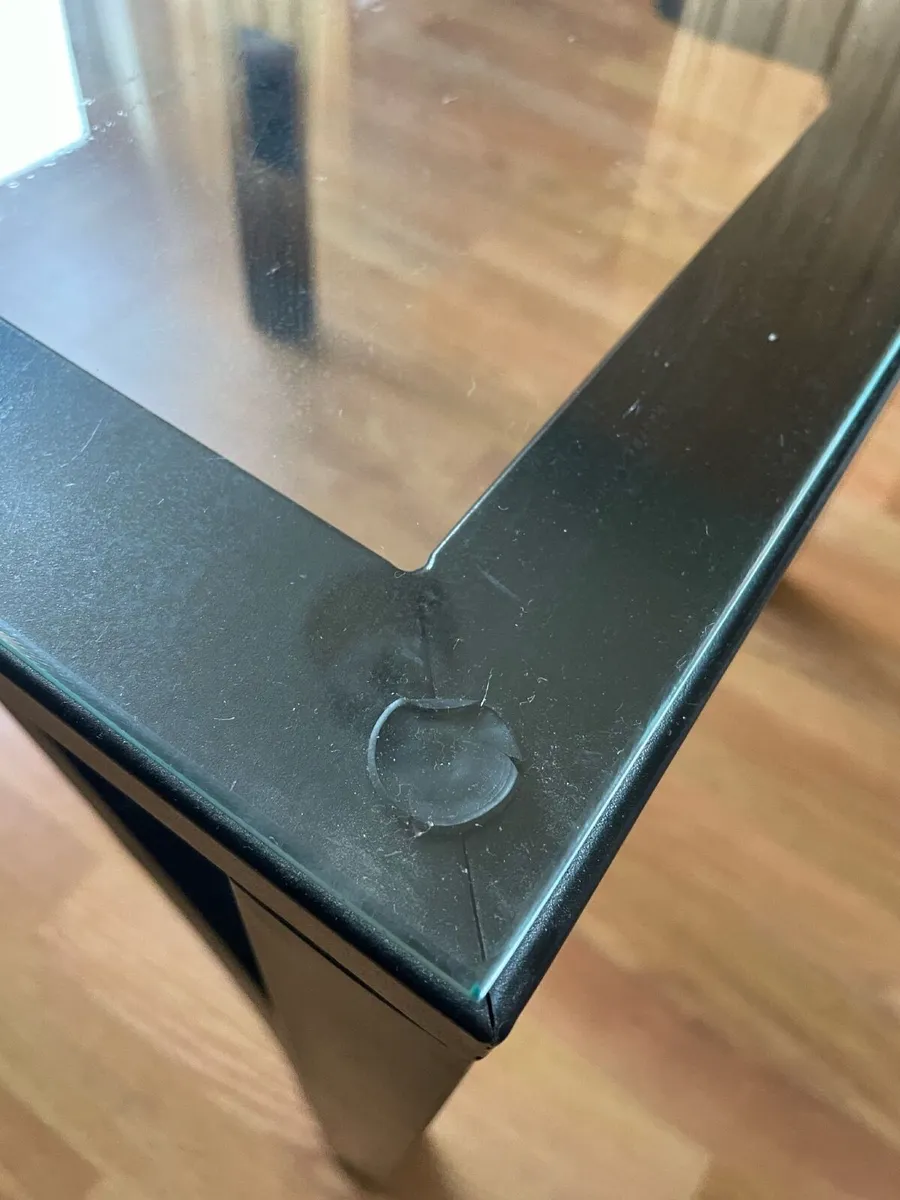 SmallBlack table with glass top - Image 2