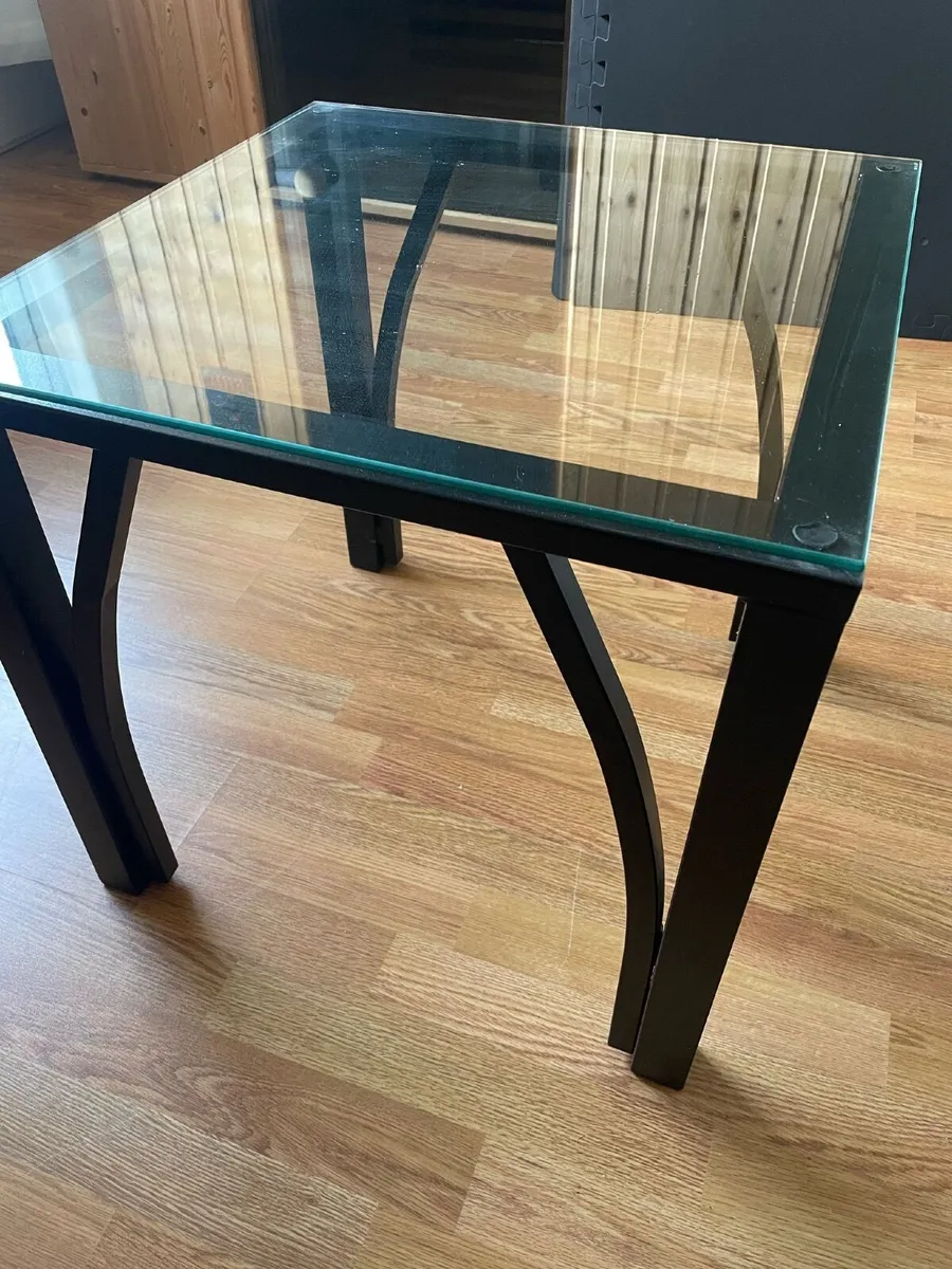 SmallBlack table with glass top - Image 1
