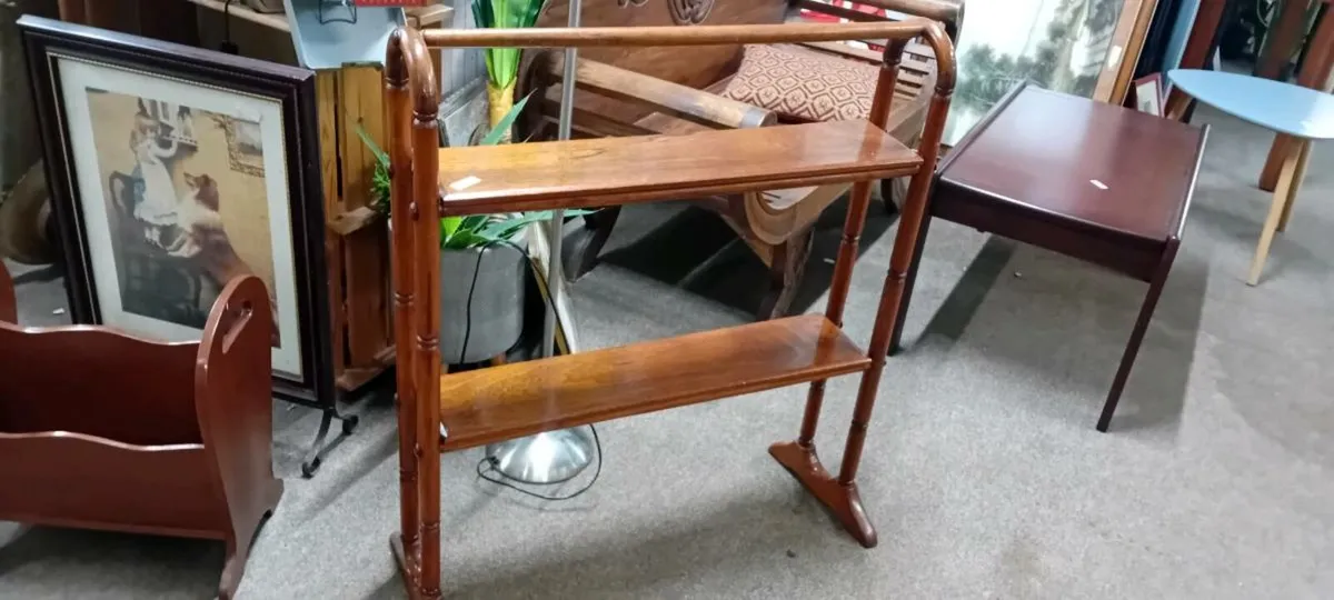 Early 20th Century Shelved Towel Rail - Image 1