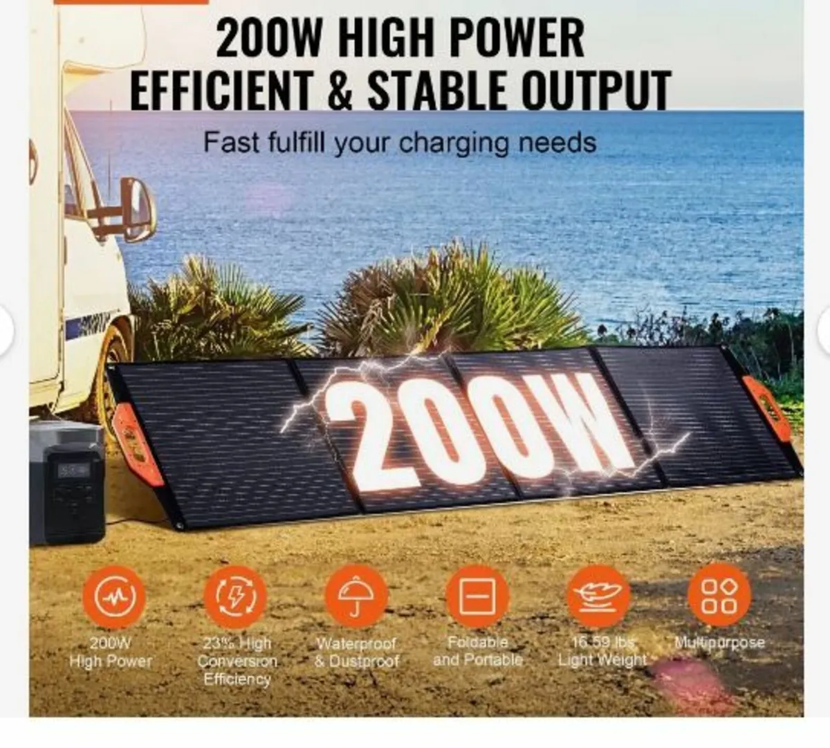 Portable Monocrystalline Solar Panel, 200W - Image 2