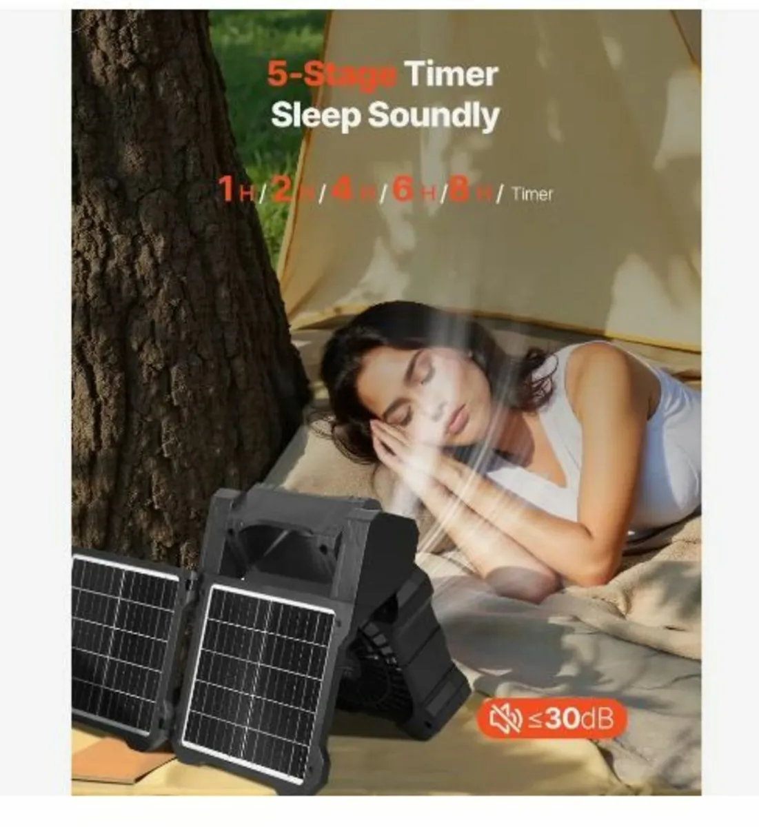 20000mAh Rechargeable Solar Fan - Image 4