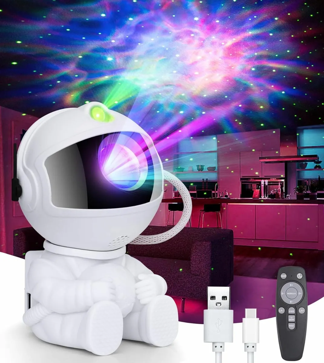 Astronaut Galaxy Projector, Starry Night Light for