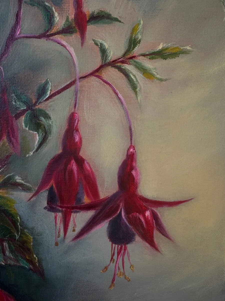 Fuchsia oil painting flowers - Image 2