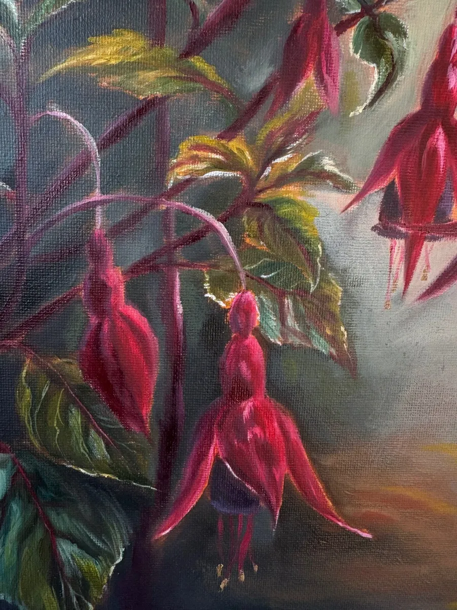 Fuchsia oil painting flowers - Image 3