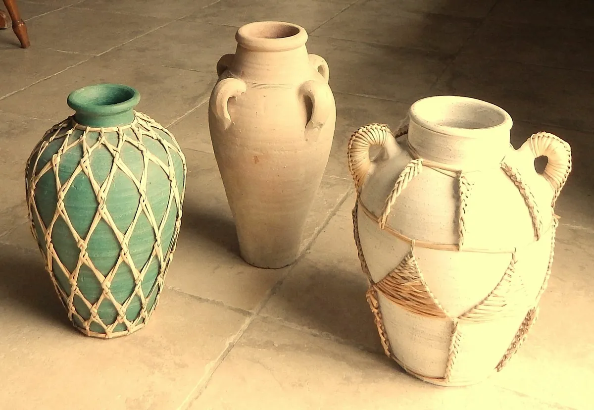 Selection of 3 Hand Made Terracotta Urns - Image 1