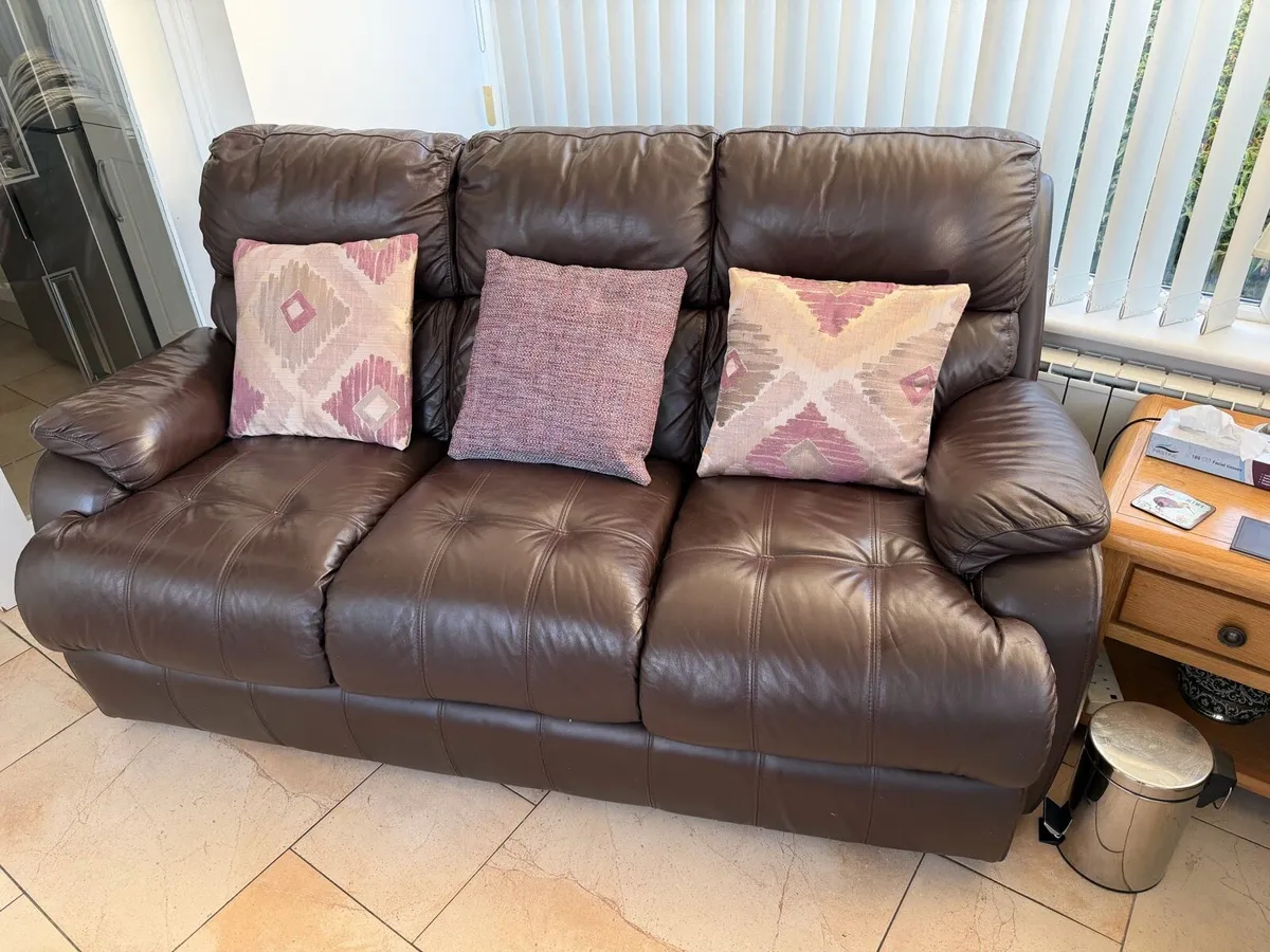 3 Seater and 2 Seater Leather Sofa Set - Donegal - Image 1
