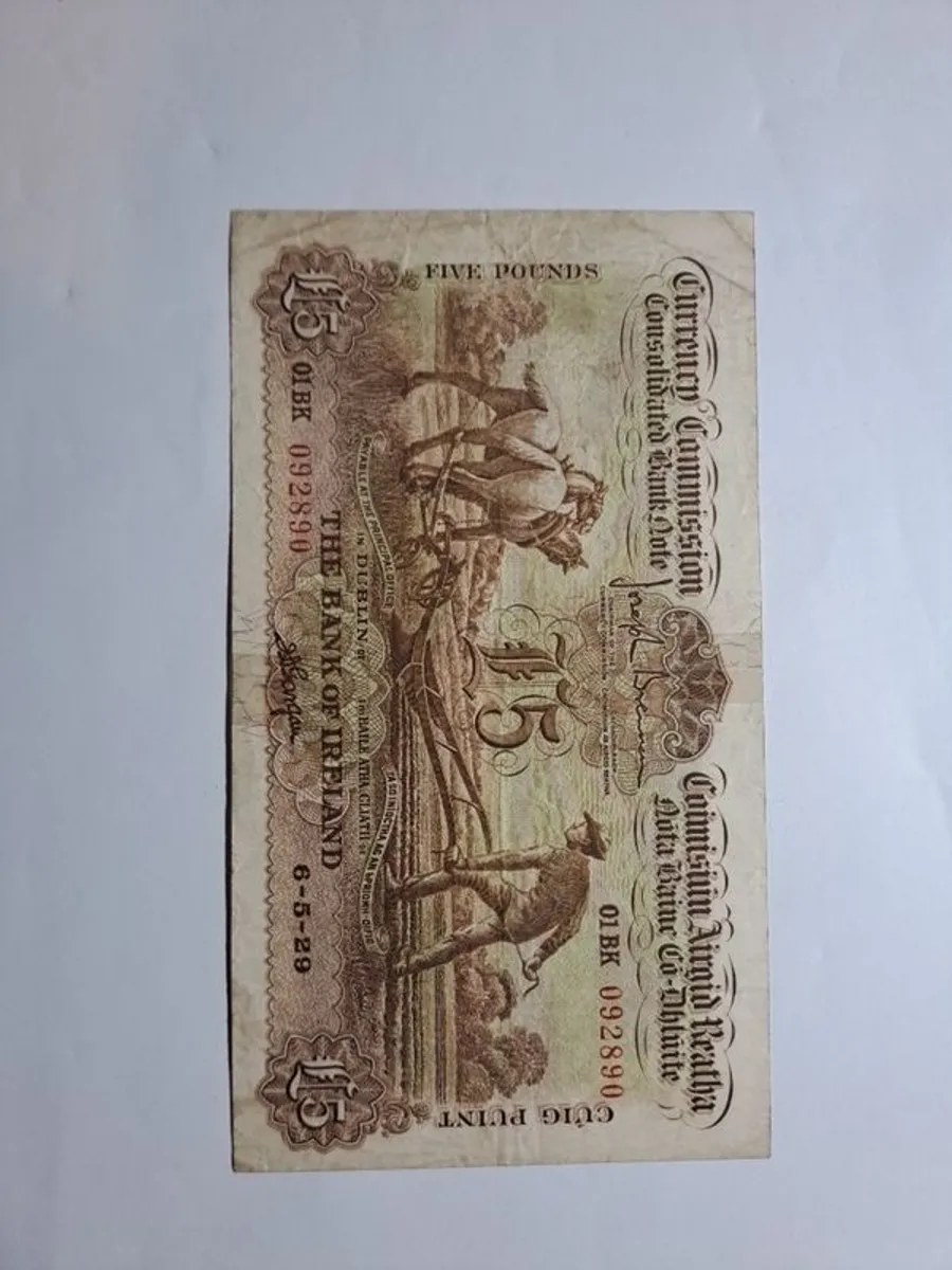 1929 ploughman 5 pound note - Image 1