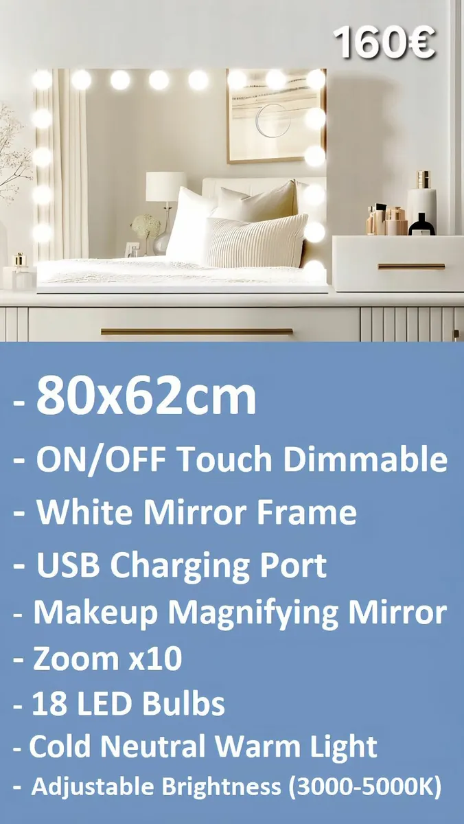 Makeup LED Mirror Cosmetic Dressing Table Dual LED - Image 1