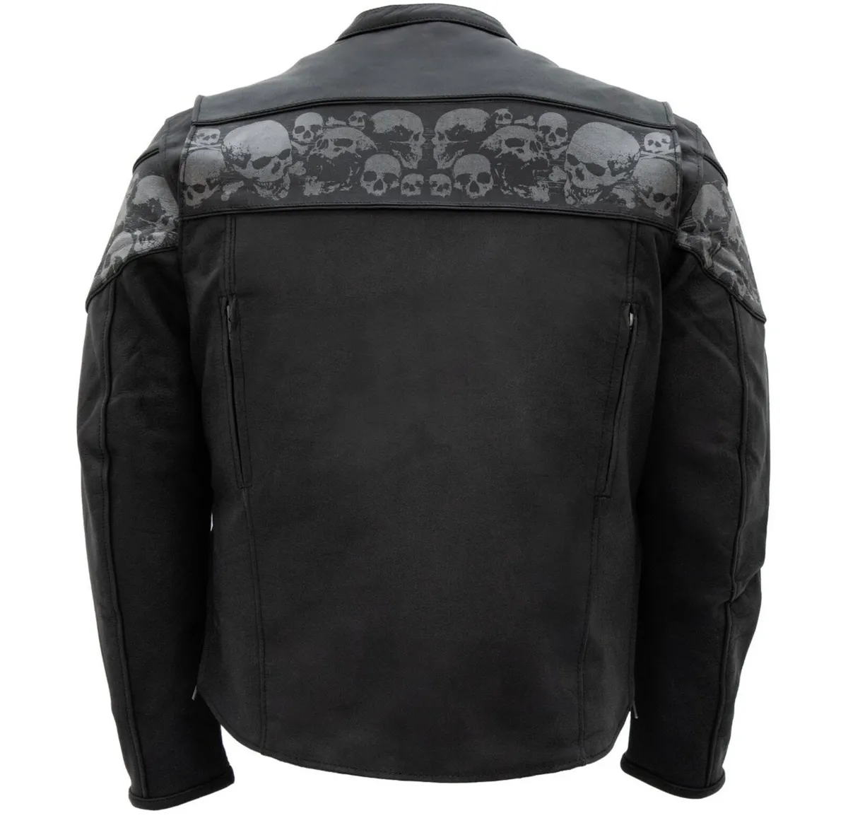 Biker “Reflective Skull” Leather Jacket - Image 3