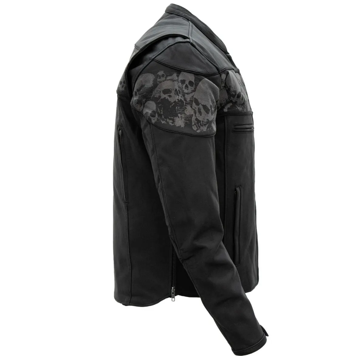 Biker “Reflective Skull” Leather Jacket - Image 4