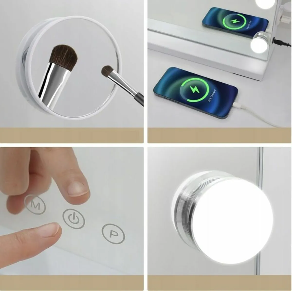 Hollywood Vanity Makeup Mirror Dual LED USB - Image 3