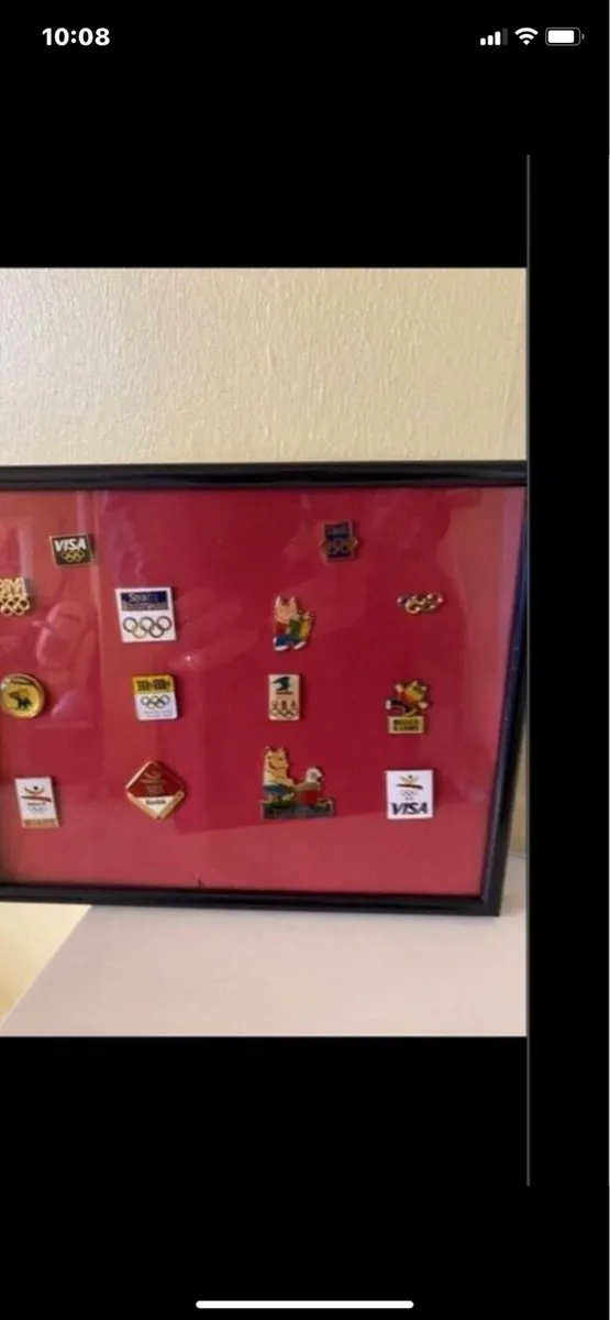 Framed International Olympic Pin Collection (14) - Image 1