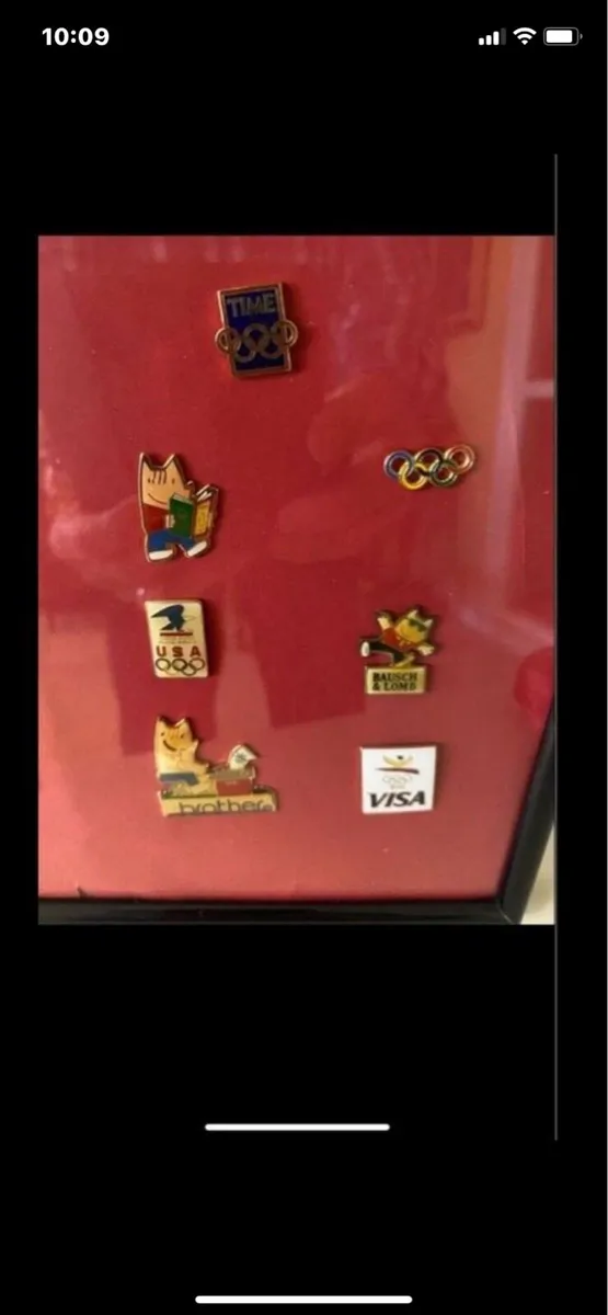 Framed International Olympic Pin Collection (14) - Image 3