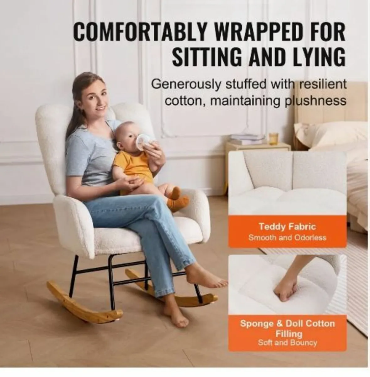 Nursery Rocking Chair, 250 lbs Weight Capacity - Image 3