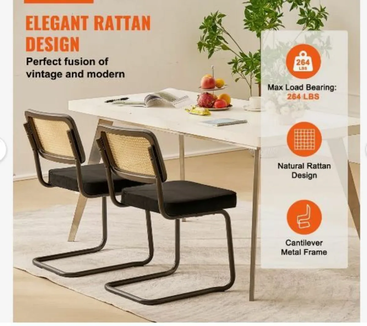 Rattan Chairs, Set of 2, Mid Century Modern - Image 2