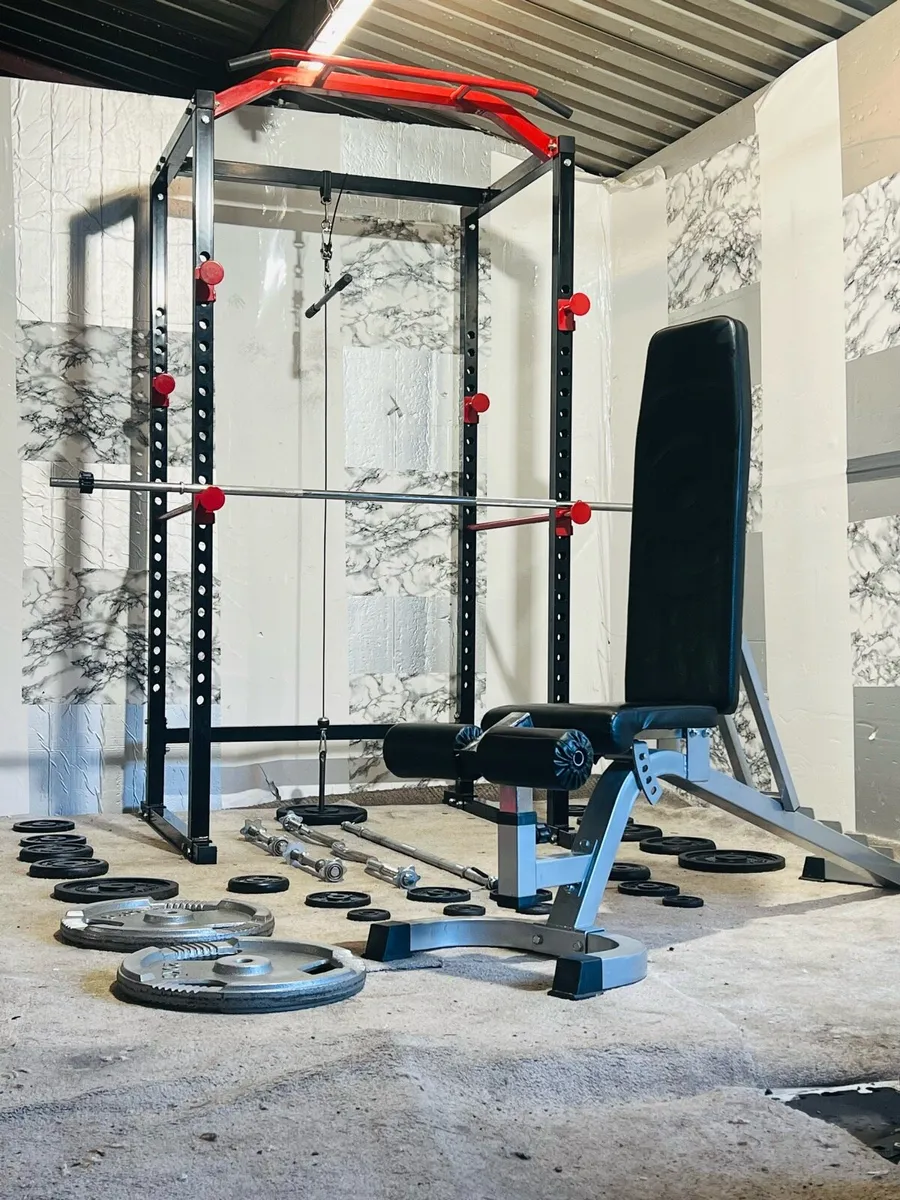 110KG WEIGHTS BARS POWER RACK BENCH - Image 3