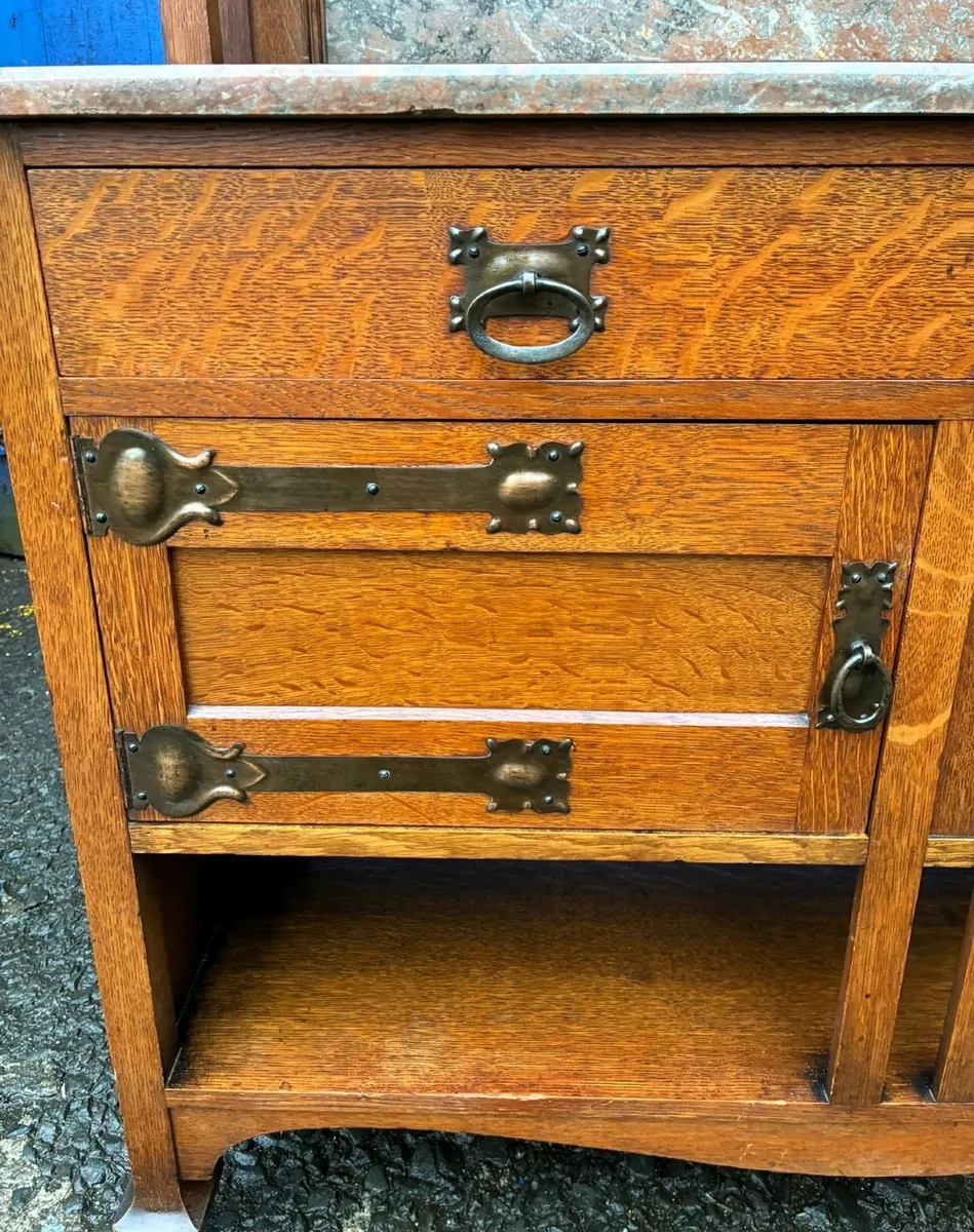 Arts & Crafts Marble Top Washstand - Image 4