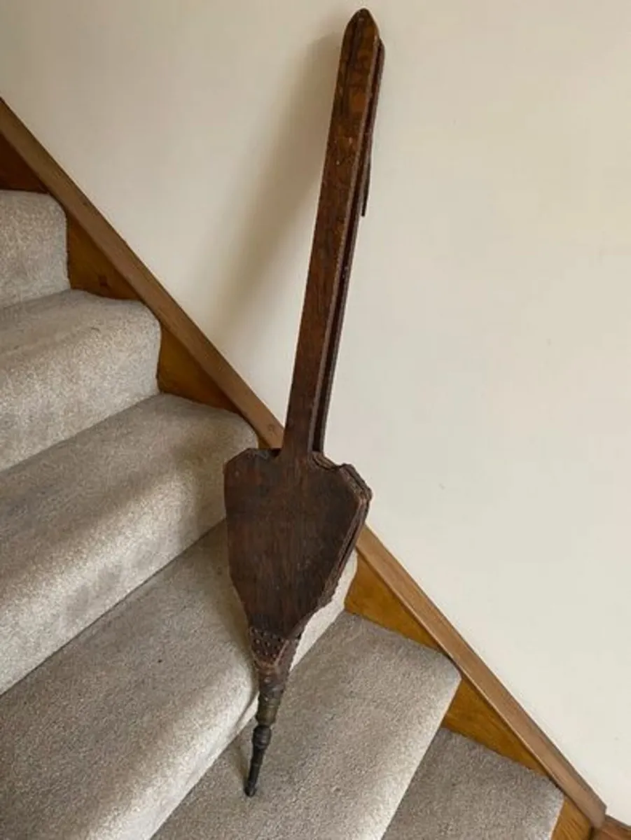 Antique Large Leather & Oak Fire Bellows 4ftApprox - Image 1