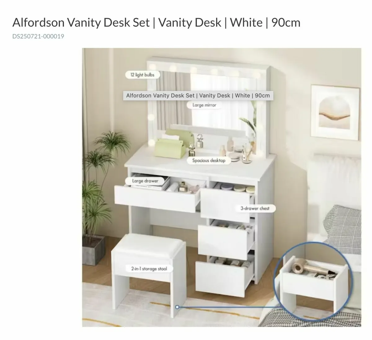 vanity table and stool - Image 3