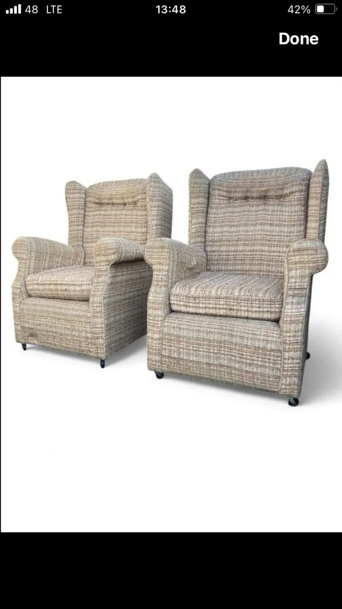 Wing Back Armchairs - Vintage x 2-Free - Image 2