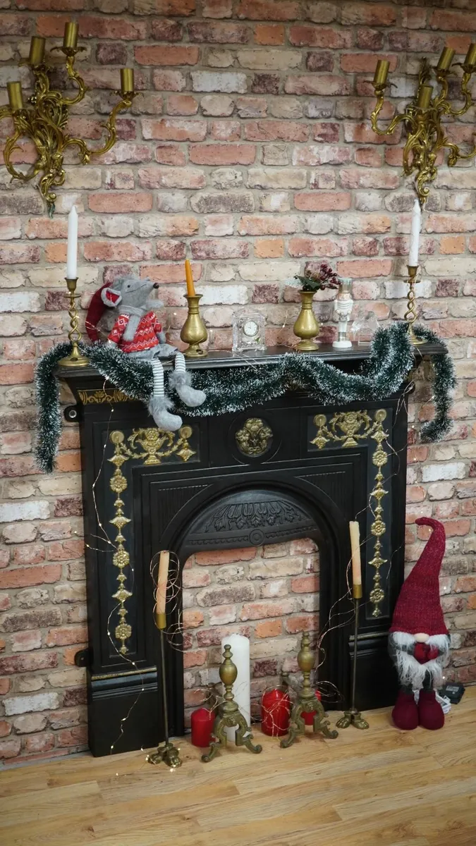 Black & Gilt Cast Iron Fireplace Surround - Image 1