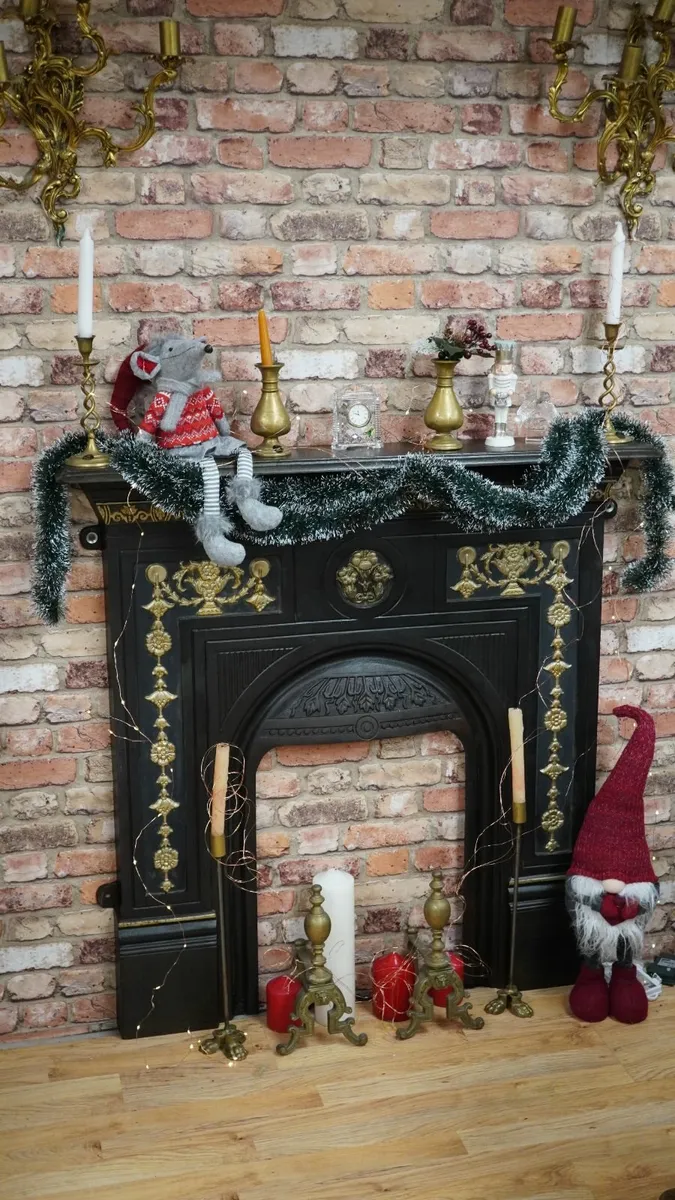 Black & Gilt Cast Iron Fireplace Surround - Image 2