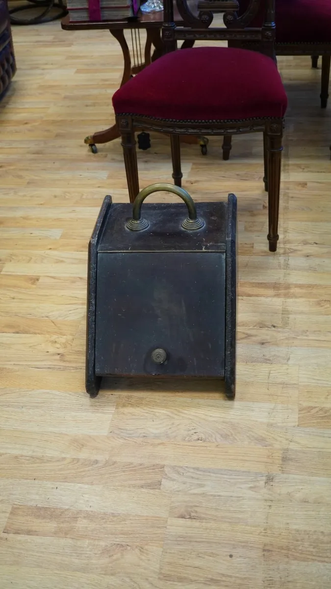 Vintage Coal Box with Brass Handle - Image 1