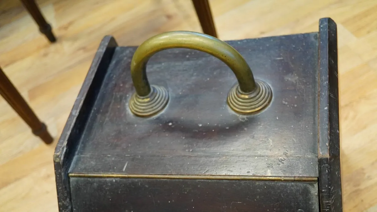 Vintage Coal Box with Brass Handle - Image 4