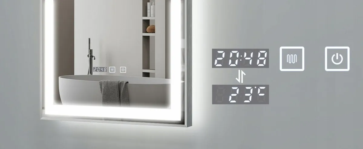 LED Bathroom Mirror Antifog Time and Temperature - Image 4