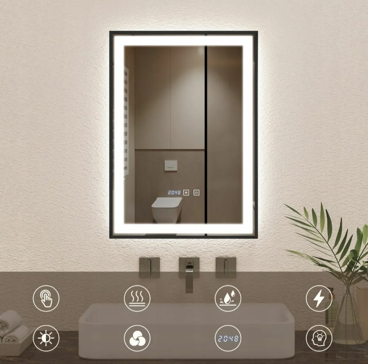 LED Bathroom Mirror Black Frame - Image 2