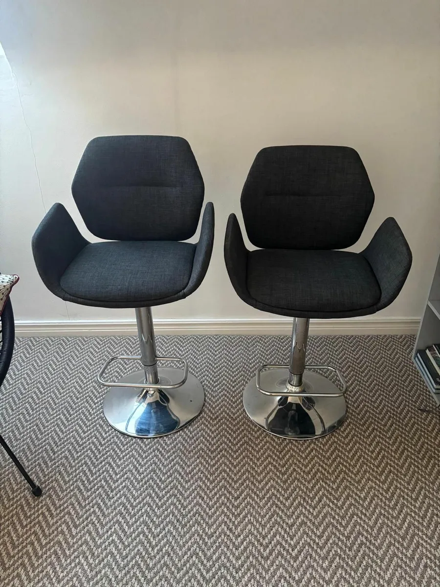 Pair of fabric swivel Bar stools - Image 2