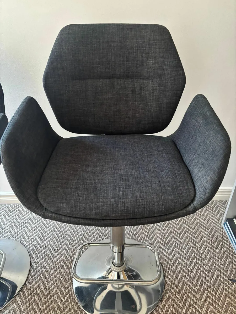 Pair of fabric swivel Bar stools - Image 1