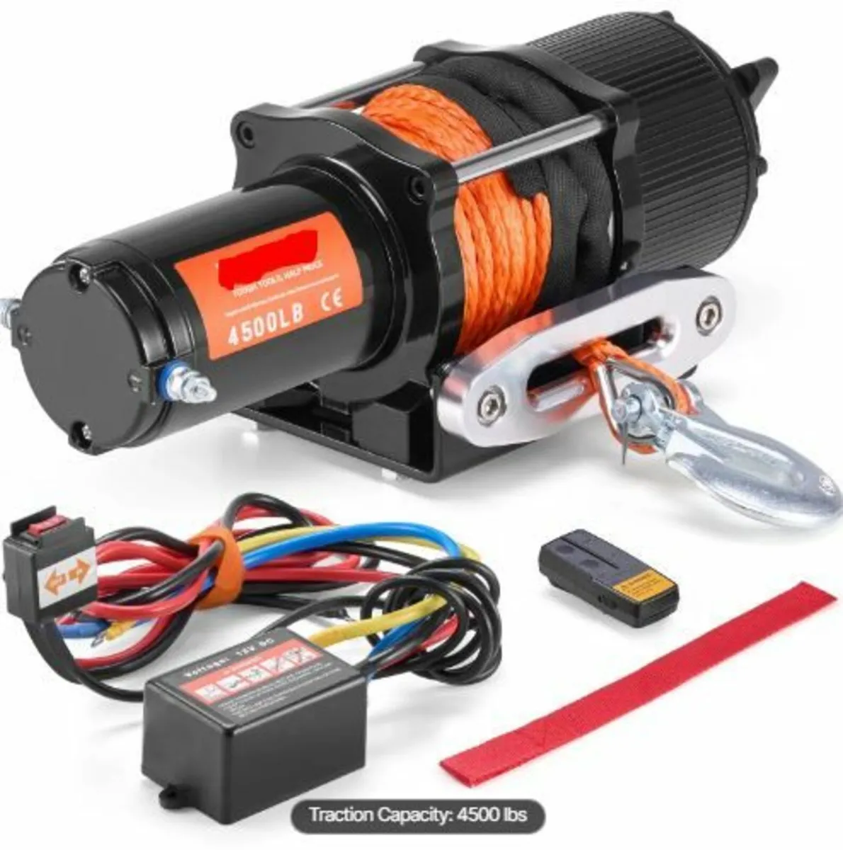 Electric Winch ATV UTV 2041.2 kg Synthetic - Image 1