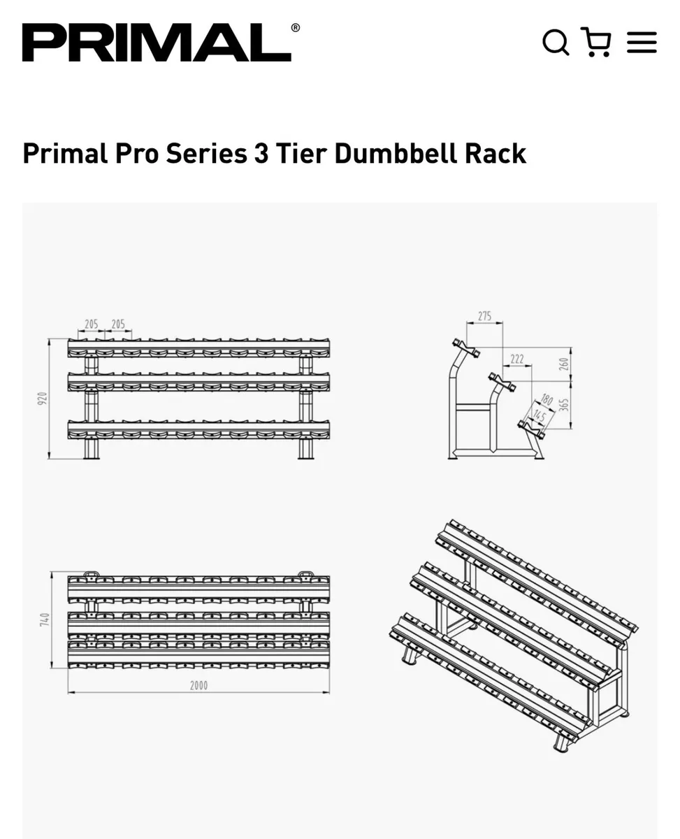 Primal Pro Series 3 Tier Dumbbell Rack - Image 4