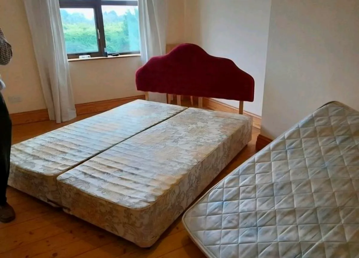 Single Devan bed base x2& double mattress & headbo - Image 2