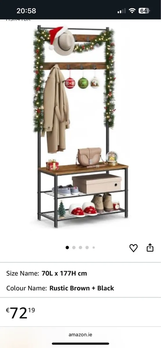 Coat Rack with Shoe Storage, Hall Tree, - Image 1