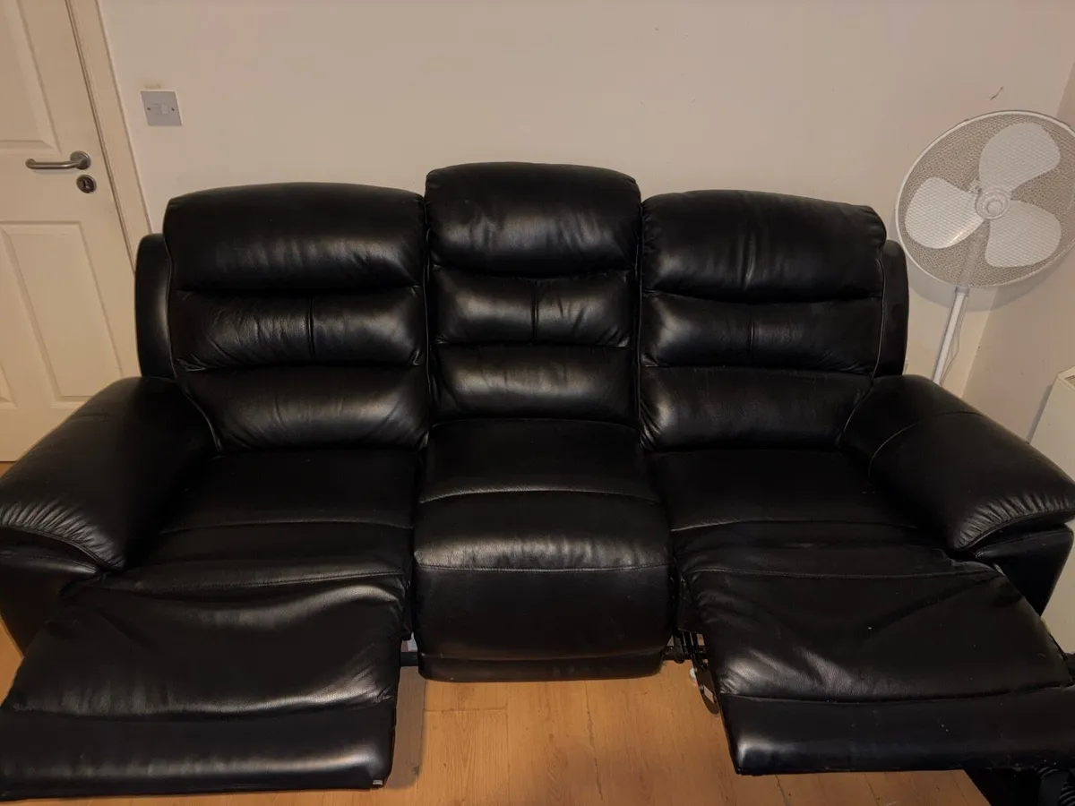 Leather three seater sofa (large). - Image 2